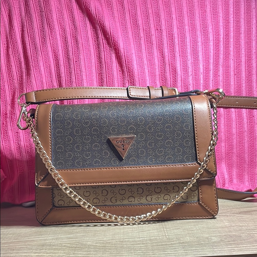 Guess Brown and Black Shoulder Bag